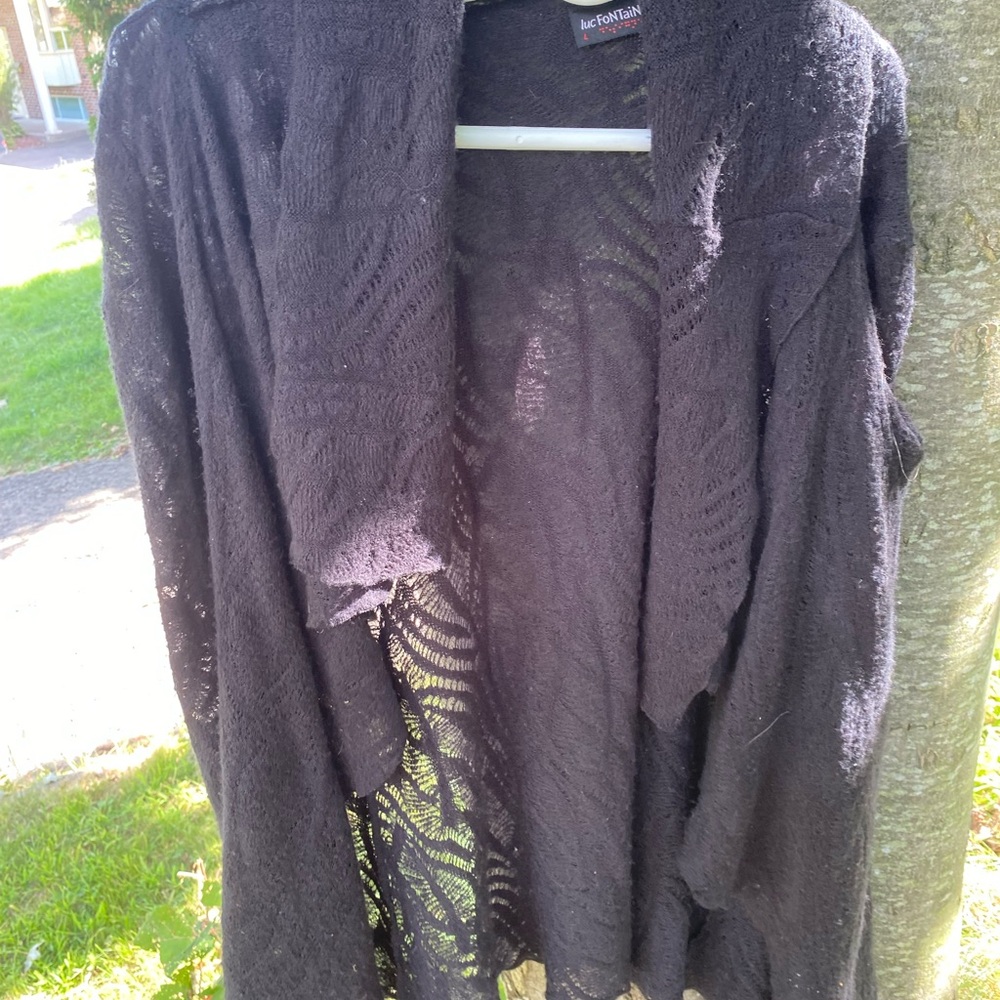 Elegant Black Open-Front Cardigan